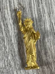 Statue of Liberty Pin Gold Color Metal Rhinestone torch 2 1/2 ...