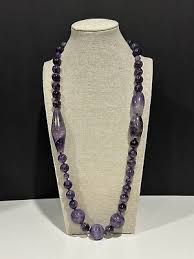 VINTAGE PURPLE AMETHYST SINGLE STRAND POLISHED STONE ...