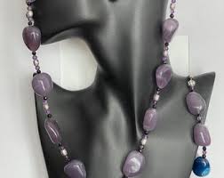 Lavender Chunky Chalcedony Beaded Necklace|handcrafted ...