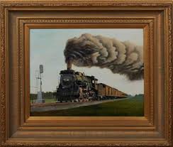 Sold at Auction: Joseph A Wilhelm, †Joe Wilhelm (1923-2003, New Orleans), "Texas & Pacific Locomotive 701," 20th c., oil on masonite, signed lower right, presented in a..
