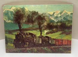 1960 Henk Bros Lithos Numbers 5735 and 5736 Two Trains Traveling the Country Side**free Shipping** - Etsy