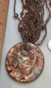 Vintage Copper Foil filled Pendant Necklace 2* copper sead ...