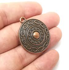 Antique Copper Round Charms, Antique Copper Plated (36x32mm ...