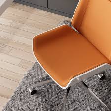 Orange Faux Leather Office Chair Desk Chair with Wheels ...