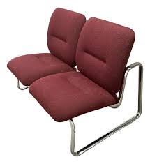 Vintage Modern Steelcase Chrome Loveseat Couch | Chairish