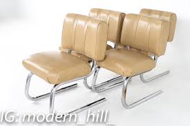 Mid Century Vinyl Strapped Chrome Cantilever Chairs – Set of 4 | Mid Century Modern Furniture | Modern Hill