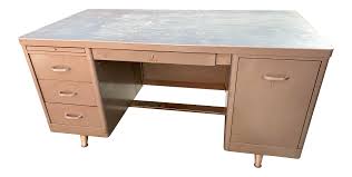 Vintage Mid Century Metal Tanker Desk | Chairish