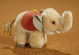 German Mohair Miniature Grey Elephant by Steiff with Original Button and Label