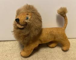 Vintage 3” Felt Covered Fuzzy Lion W/Furry Mane Miniature ...