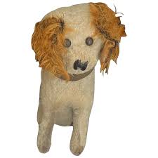 Antique circa 1903 Dog Stuffed Button Eyes Mohair W/ Collar ...