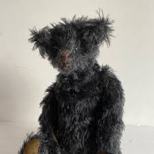 Vintage Style Teddy Bear - Black Mohair With Glass Eyes, Fully Jointed - Etsy UK
