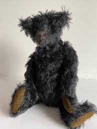 Osito de peluche estilo vintage - Mohair negro con ojos de cristal, totalmente articulado - Etsy México