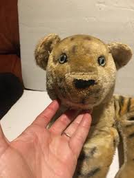 Vintage Original Steiff (?) Lying Tiger 19" Mohair TLC Green ...