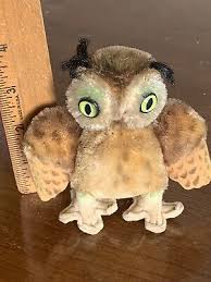 Vintage Steiff Animal Vintage “Wittie" Mohair & Felt Owl 4” NO ...
