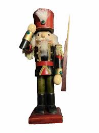 Nutcracker Soldier Green/ Red and Black 13.5" Fur Hair ...