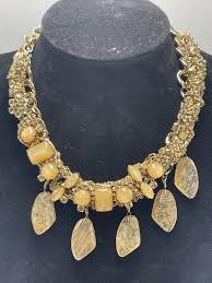 Stella & Dot Rhinestone Faux Gemstones Mesh Chain Choker ...