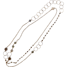 Long Sterling Silver Vermeil Gemstone & Glass Bead Circle ...