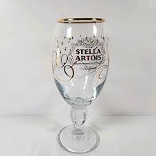 Stella Artois .25 Liter Gold Lace Design Rim Tulip Beer ...