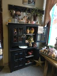 Black Hutch w/ Glass Doors – Uniquely Primitive