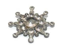 Vintage Silver Tone Potmetal and Clear Rhinestones Starburst ...
