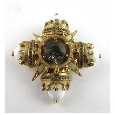 Benedict NY Bejeweled Pin or Pendant With Light Green ...