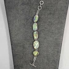 Vintage Sterling Silver Abalone Shell Bracelet 925 Bar Closure Colorful Classic | eBay