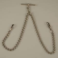 English Silver Double or Single Watch Chain. Necklace Length ...