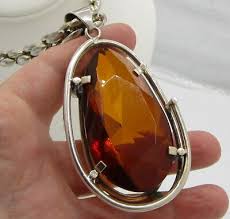 Estate Vintage Rare Huge Fabulous Sterling Silver Cognac Amber 161 Gram Necklace | eBay