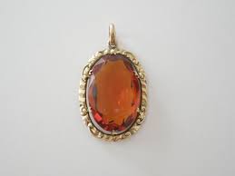Pendant Gold Tone Gold Plated Gemstone Honey Cognac 7.9 G/3.9 X 2.2 Cm | eBay