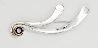 Artisan Peter James Sterling 14K Garnet Abstract Modernist ...