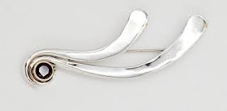 Artisan Peter James Sterling 14K Garnet Abstract Modernist ...