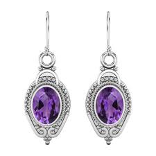 7x5mm Oval Purple Amethyst Dangle Women's Earrings Jewelry 925 Sterling Silver - Walmart.com