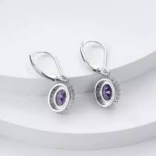 Lab Created Purple Amethyst Gemstone Silver Women Teardrop Dangle Hook Earrings | eBay