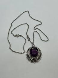 Danecraft vintage sterling silver ornate purple pendant with ...