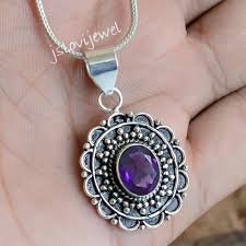 Faceted Amethyst Gemstone 925 Sterling Silver Vintage ...