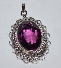 DANECRAFT STERLING SILVER AND AMETHYST GLASS FILIGREE ...