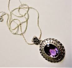 Vintage Amethyst in Bali Sterling Silver Pendant: Faceted ...