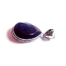Lab-Created)Sapphire Gemstone 925 Sterling Silver Handmade Jewelry Pendant 2.1" | eBay