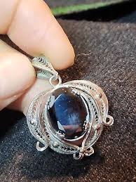 Vintage Sterling Silver Hematite Stone Filigree Drop Pendant | eBay