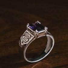 Amethyst Stone Statement Silver Men Ring With Fleur Fe Lis, Victorian Engraved Mens Purple Amethyst Ring in Silver, Gemstone Jewelry for Men - Etsy