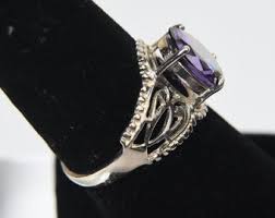 Sterling Silver Amethyst Pierced Design Ring - Size 7 - Etsy