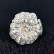 Vtg Sterling Silver Fossil shell Impression or Flower size ...