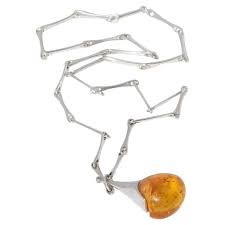 Silver and Amber Necklace Made Year 2006 For Sale at 1stDibs | 2006 necklace, amber 2006, 2006 necklace silver