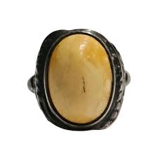 Vintage Sterling Silver Egg Yolk Amber Ring - Natural Beauty ...