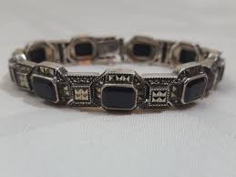 Judity Jack JJ Sterling Silver 7 Inch Marquise Onyx Tennis ...