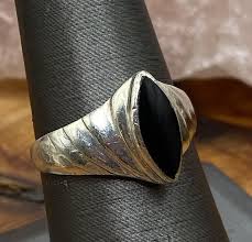 Vintage SIGNED NF Sterling Silver And Black Enamel Inlay Art Deco Ring Size 8.5 | eBay