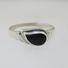 Sterling Silver NF Black Onyx Teardrop Ring Size 6