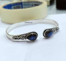 Handmade Sterling Silver Labradorite Bangle: Adjustable Cuff ...