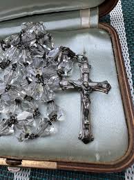 Rare Vintage Gloria De Roche Sterling Silver Rock Crystal Rosary 36" | eBay
