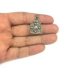 Oxidized Sterling Silver Byzantine Style Square Pendant ...